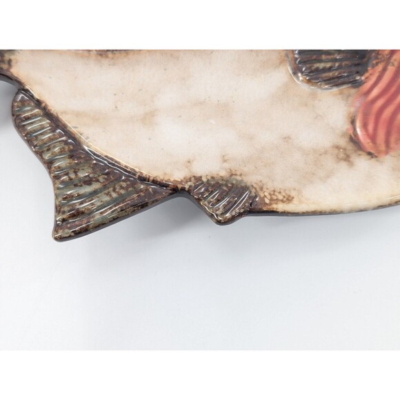 Pier 1 One Imports Hand Painted Fish Shaped Trinket Dish Bowl Tray Nautical 12" - Picture 10 of 11